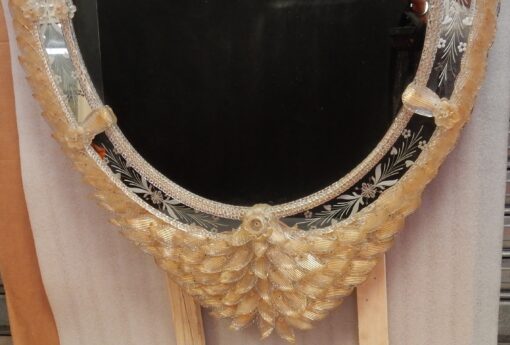 1970/80' Mirror Murano Véronèse Cristal and Gold inclusion 135 H  X 96 cm - Image 20