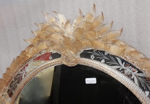 1970/80' Mirror Murano Véronèse Cristal and Gold inclusion 135 H  X 96 cm - Image 19