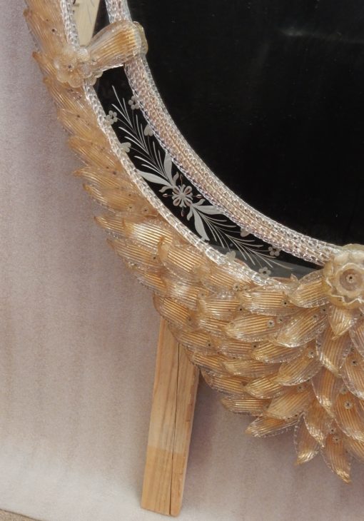 1970/80' Mirror Murano Véronèse Cristal and Gold inclusion 135 H  X 96 cm - Image 14