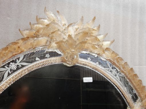1970/80' Mirror Murano Véronèse Cristal and Gold inclusion 135 H  X 96 cm - Image 11