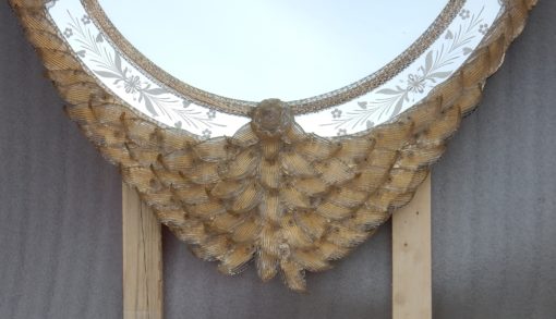 1970/80' Mirror Murano Véronèse Cristal and Gold inclusion 135 H  X 96 cm - Image 8