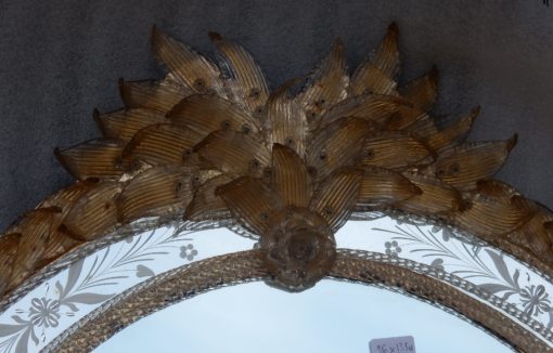 1970/80' Mirror Murano Véronèse Cristal and Gold inclusion 135 H  X 96 cm - Image 7