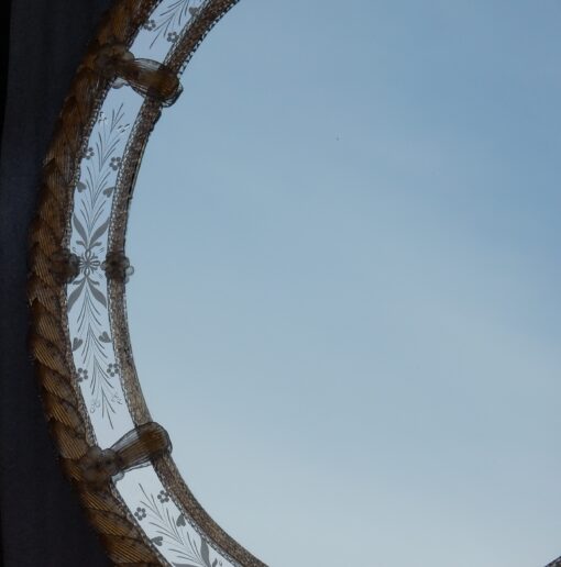 1970/80' Mirror Murano Véronèse Cristal and Gold inclusion 135 H  X 96 cm - Image 6