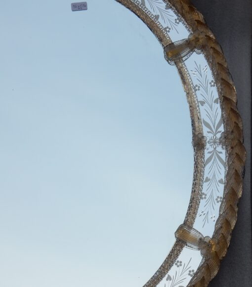 1970/80' Mirror Murano Véronèse Cristal and Gold inclusion 135 H  X 96 cm - Image 5