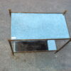 1950/70′ Bout De Canapé Rectangulaire Maison Baguès Laiton et Bronze Plateaux Miroir Oxydé Vieilli et Fleur 64 X 36 cm – Image 6
