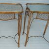 1950 'Pair Of Side Tables Maison Bagués Wrought Iron Gilded With Gold Aged Oxidized Mirror Trays