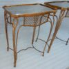 1950 'Pair Of Side Tables Maison Bagués Wrought Iron Gilded With Gold Aged Oxidized Mirror Trays - Image 8