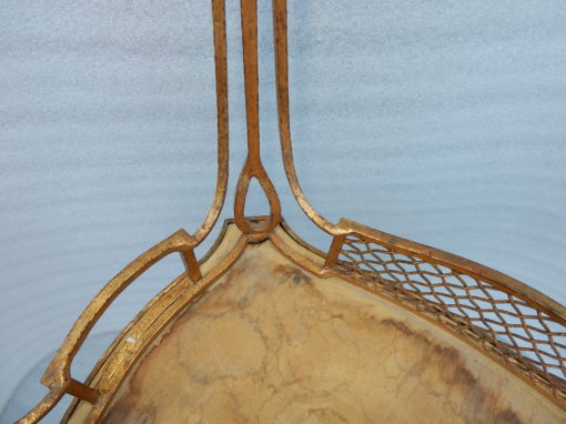 1950' Paire De Tables d'Appoint Maison Baguès Fer Forgé Dorée à l'Or Plateaux Miroirs Oxydés Vieillis – Image 6