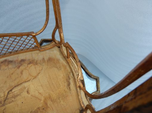 1950' Paire De Tables d'Appoint Maison Baguès Fer Forgé Dorée à l'Or Plateaux Miroirs Oxydés Vieillis – Image 5