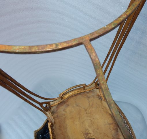 1950' Paire De Tables d'Appoint Maison Baguès Fer Forgé Dorée à l'Or Plateaux Miroirs Oxydés Vieillis – Image 2