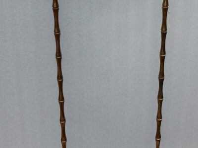 1970 'Pair Of Gilt And Patinated Bronze Floor Lamps Maison Baguès Model Bamboo H 142 cm