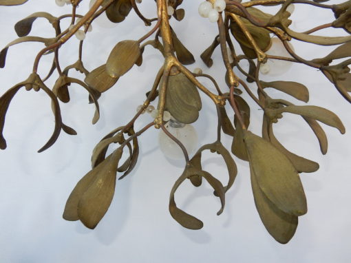 1900 ′ Art Nouveau Bronze Mistletoe Ball Chandelier has 3 Lights 40 x 45 cm Sockets In The Shape Of Tulips - Image 10