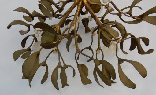 1900 ′ Art Nouveau Bronze Mistletoe Ball Chandelier has 3 Lights 40 x 45 cm Sockets In The Shape Of Tulips - Image 7