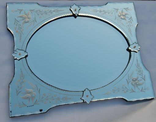 1950/70 ′ Miroir Vénitien à Cartouches, Ovale Biseauté 76 x 60 cm – Image 4