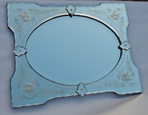1950/70 ′ Miroir Vénitien à Cartouches, Ovale Biseauté 76 x 60 cm