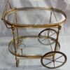 1970 ′ Rolling Bar in Bronze and Gilt Brass Maison Baguès Oval Trays