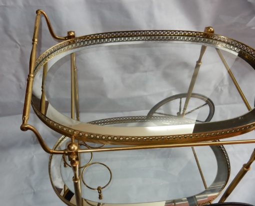 1970′ Bar Roulant en Bronze et Laiton Doré Maison Baguès Plateaux Ovales – Image 11
