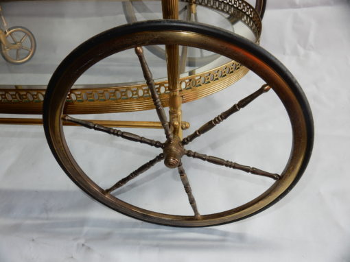 1970′ Bar Roulant en Bronze et Laiton Doré Maison Baguès Plateaux Ovales – Image 8