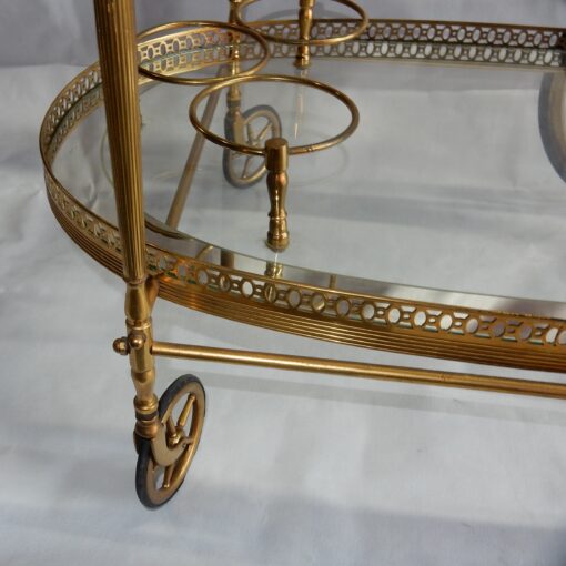1970′ Bar Roulant en Bronze et Laiton Doré Maison Baguès Plateaux Ovales – Image 7