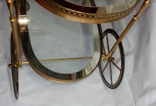 1970′ Bar Roulant en Bronze et Laiton Doré Maison Baguès Plateaux Ovales – Image 5