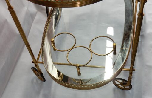 1970′ Bar Roulant en Bronze et Laiton Doré Maison Baguès Plateaux Ovales – Image 4
