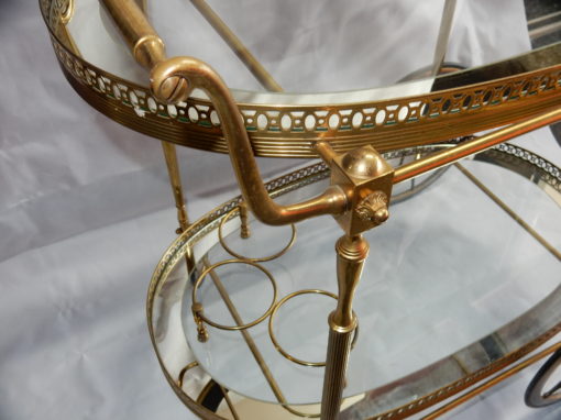 1970′ Bar Roulant en Bronze et Laiton Doré Maison Baguès Plateaux Ovales – Image 3