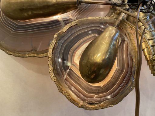 1970 ′ Butterfly Wall Lamp in Bronze or Brass, Duval Brasseur Or Isabelle Faure ,4 Bulbs, Agate Wings: 58X H37 cm - Image 8