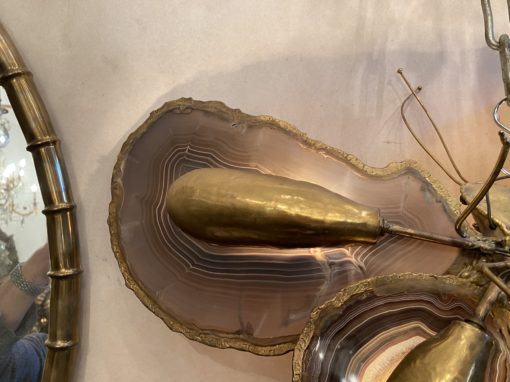 1970 ′ Butterfly Wall Lamp in Bronze or Brass, Duval Brasseur Or Isabelle Faure ,4 Bulbs, Agate Wings: 58X H37 cm - Image 7