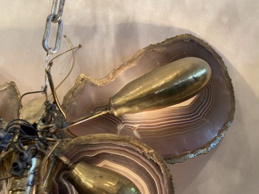 1970 ′ Butterfly Wall Lamp in Bronze or Brass, Duval Brasseur Or Isabelle Faure ,4 Bulbs, Agate Wings: 58X H37 cm - Image 6