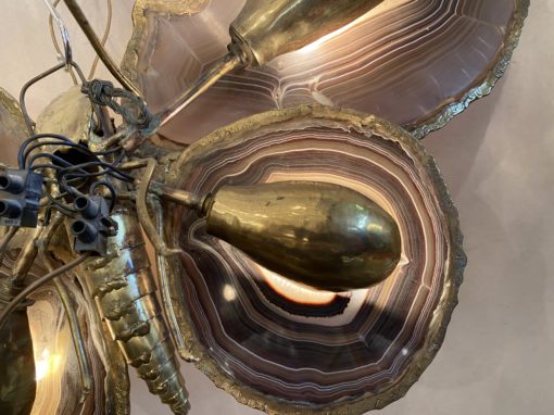 1970 ′ Butterfly Wall Lamp in Bronze or Brass, Duval Brasseur Or Isabelle Faure ,4 Bulbs, Agate Wings: 58X H37 cm - Image 5