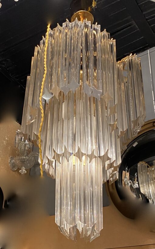 1970' Lustre Venini 65 Cristaux Murano Triple Évolution – Image 6