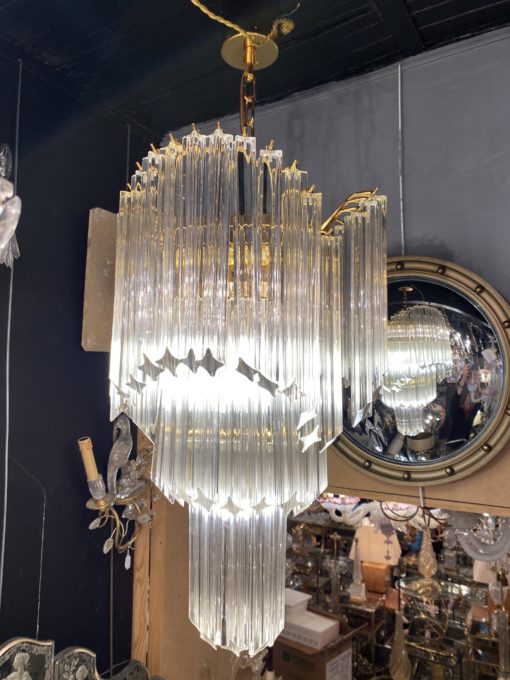 1970' Lustre Venini 65 Cristaux Murano Triple Évolution – Image 3