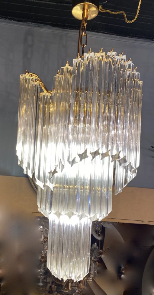 1970' Lustre Venini 65 Cristaux Murano Triple Évolution – Image 2