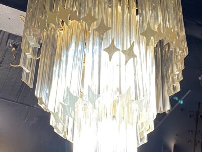 1970 'Venini Chandelier 65 Murano Crystals Triple Evolution