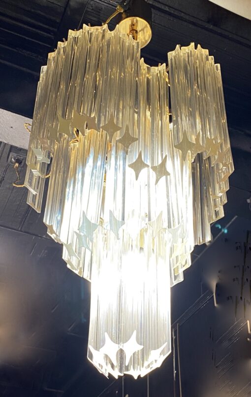 1970' Lustre Venini 65 Cristaux Murano Triple Évolution