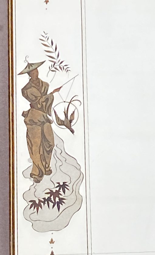 1960/70  Mirror Eglomise Chinese Decor And Gilted Frame in Taste of Pansard - Image 4