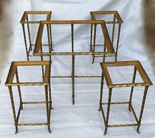 1970' Table Basse Maison Baguès ou Charles ou Jansen En Bronze Doré Et Ses 4 Tables – Image 19