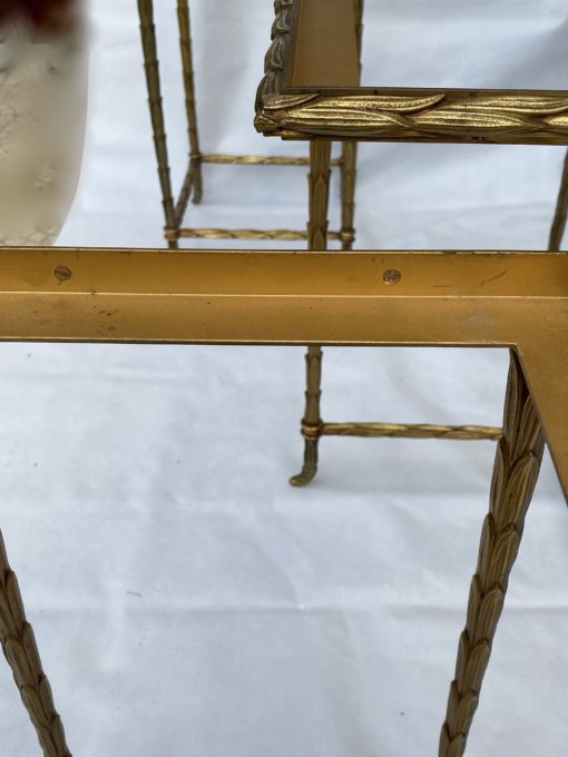 1970' Table Basse Maison Baguès ou Charles ou Jansen En Bronze Doré Et Ses 4 Tables – Image 18