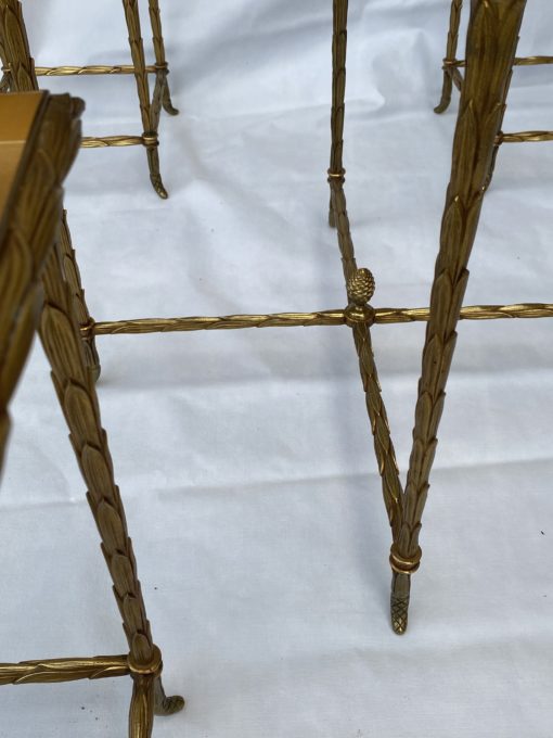 1970' Table Basse Maison Baguès ou Charles ou Jansen En Bronze Doré Et Ses 4 Tables – Image 17