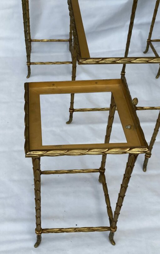 1970' Table Basse Maison Baguès ou Charles ou Jansen En Bronze Doré Et Ses 4 Tables – Image 16