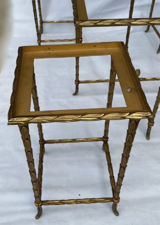 1970' Table Basse Maison Baguès ou Charles ou Jansen En Bronze Doré Et Ses 4 Tables – Image 15