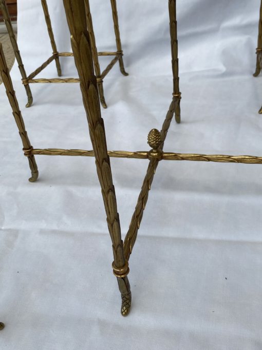 1970' Table Basse Maison Baguès ou Charles ou Jansen En Bronze Doré Et Ses 4 Tables – Image 13