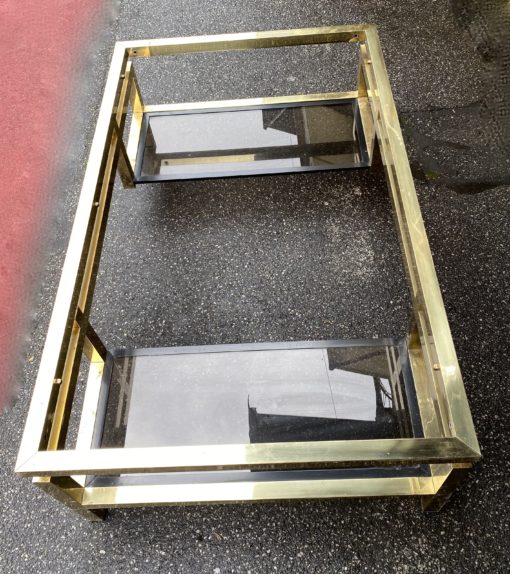 1970 'Guy Lefevre Rectangular Coffee Table In Brass And Smoked Glass 130 x 80 cm - Image 9