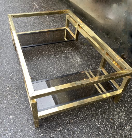 1970 'Guy Lefevre Rectangular Coffee Table In Brass And Smoked Glass 130 x 80 cm - Image 8