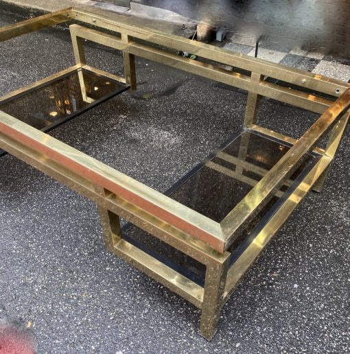 1970 'Guy Lefevre Rectangular Coffee Table In Brass And Smoked Glass 130 x 80 cm - Image 7