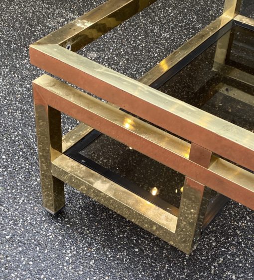 1970 'Guy Lefevre Rectangular Coffee Table In Brass And Smoked Glass 130 x 80 cm - Image 6