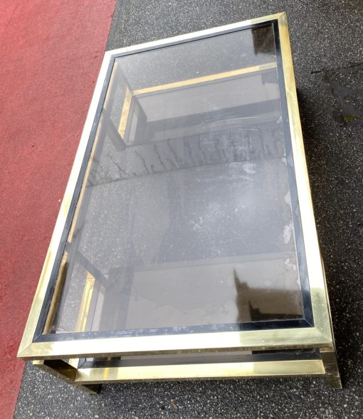 1970 'Guy Lefevre Rectangular Coffee Table In Brass And Smoked Glass 130 x 80 cm - Image 5