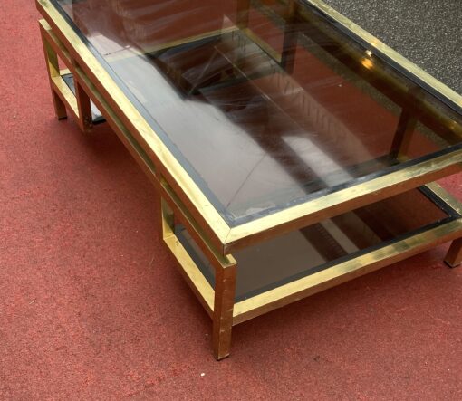 1970 'Guy Lefevre Rectangular Coffee Table In Brass And Smoked Glass 130 x 80 cm - Image 3