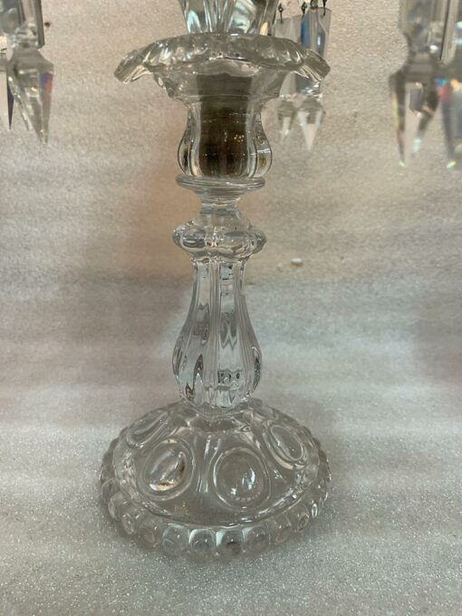 1950′ Série de 3 Chandeliers 3 Branches Socles Perlés Et Signés En Relief BACCARAT – Image 7