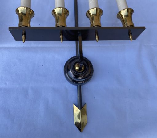 1970 ′ Pair of Double Patina Bronze Wall Lights Directoire Style Maison Jansen Or Wilkinson H 104 X 48 cm - Image 9